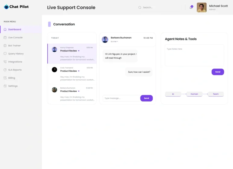 Live Support Console Chatpilot