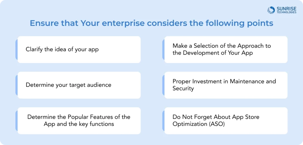 Ensure that Your enterprise considers the following points