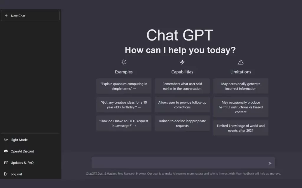 Chat GPT Home Page