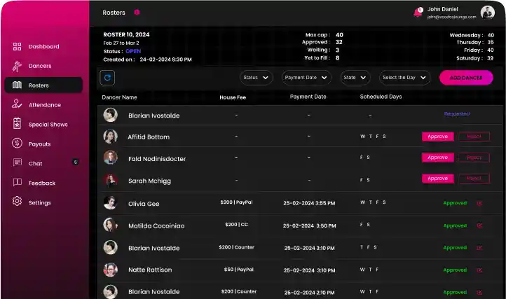 Rosters Nightclub Management Software